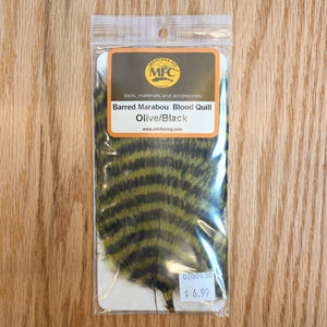 Barred Marabou Blood Quill - MFC - TaleTellers Fly Shop