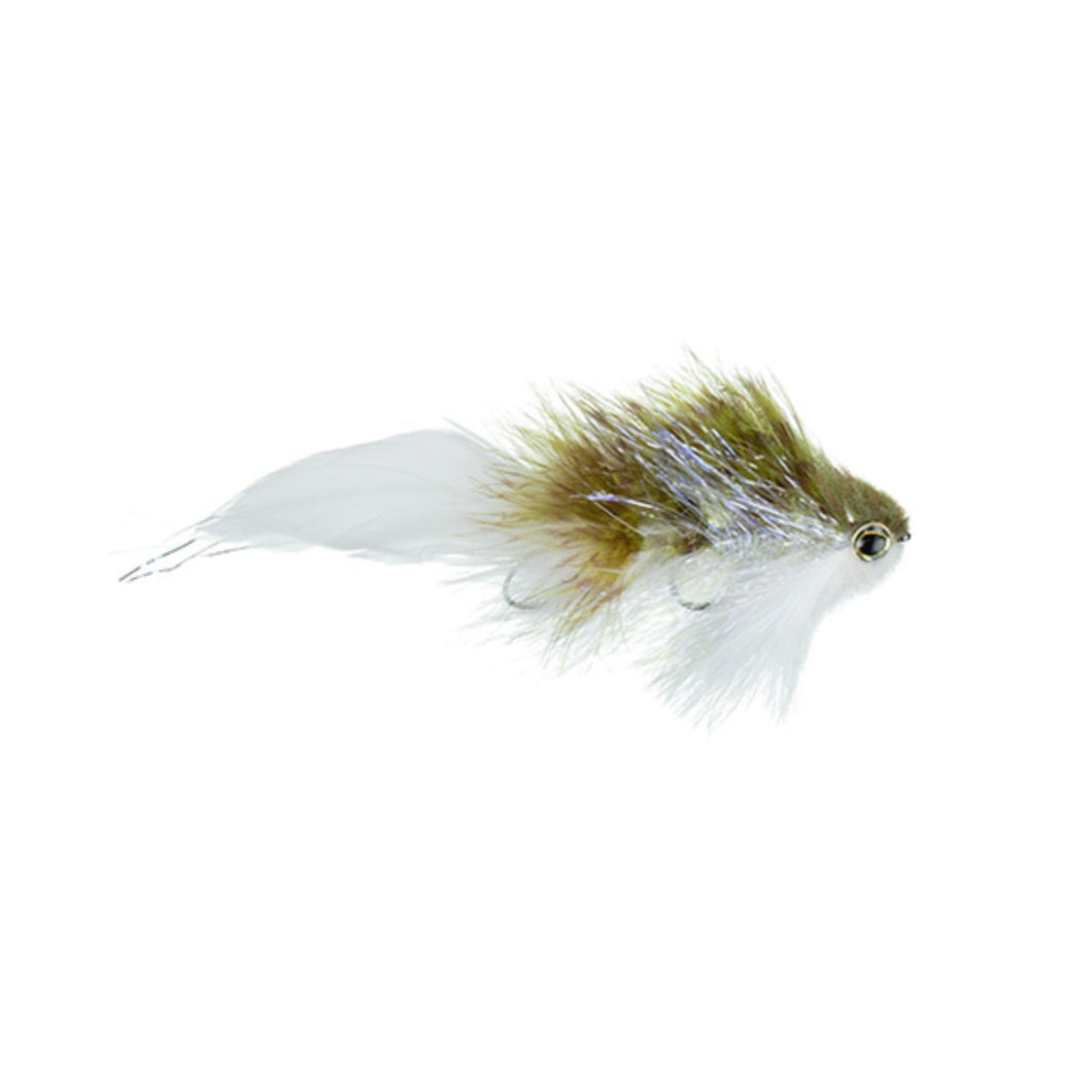 Galloup's Mini Bangtail - Olive/White - Articulated Streamer - TaleTellers Fly Shop